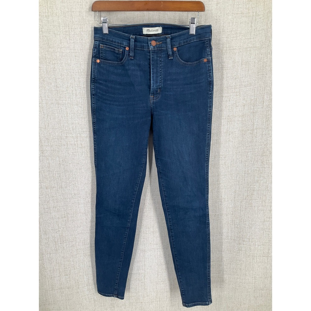 Madewell Skinny Jeans Women 28T Dark Blue‎ Cotton High Rise Tall Stretch 28x30